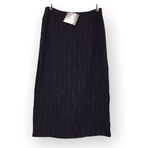NWT Anne Klein midnight blue black and white midi open slit sides skirt